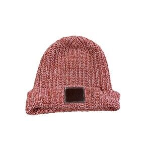 Love Your MelonWomen's Knit Cuffed Style Beanie 100% cotton- Coral and white